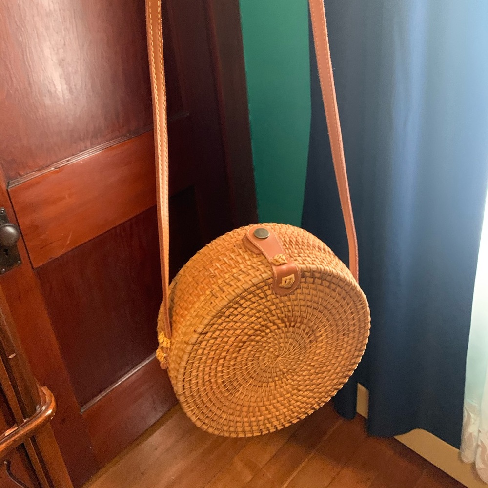 Handwoven round rattan bag